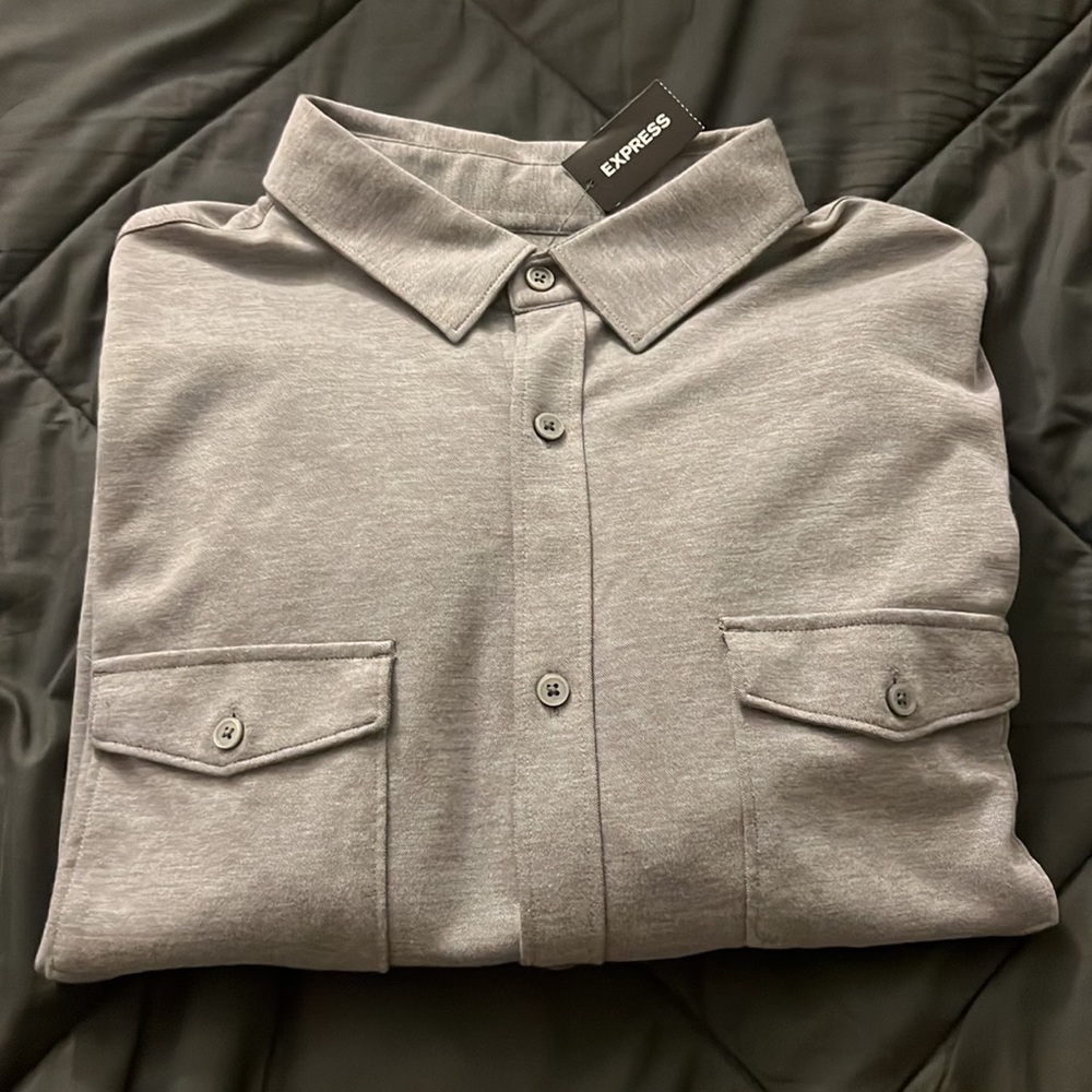 New never used grey Express long sleeve dress shirt